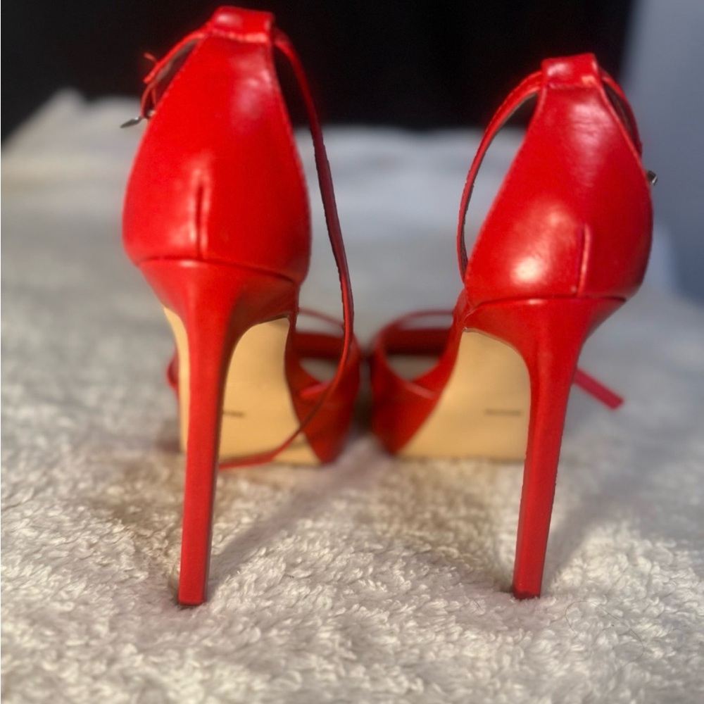 Red Platform Square Toe Platform High Heel Stilet… - image 4